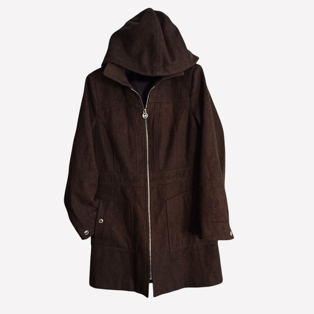 Michael Michael Kors wool blend zip up collared hooded coat size M women’s